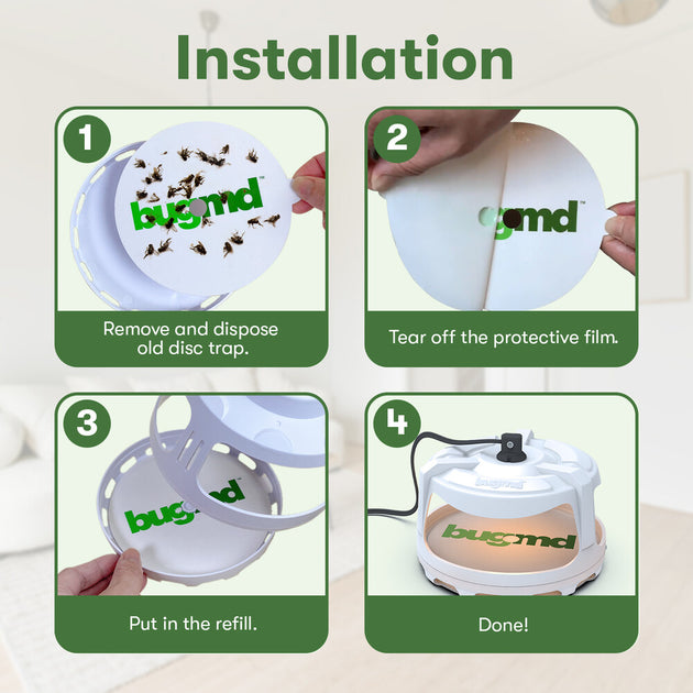 BugMD Flea Trap Refill Disc - Pest Trapper, Traps Pest Control Sticky Pad  for Bugs Fleas Mosquitoes, No Harsh Chemicals, Family Pet and Friendly